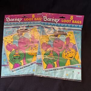 2 Vntg Barney Loot Favor Treat Bags Packages 8 Birthday Party 1995 BabyBop BJ